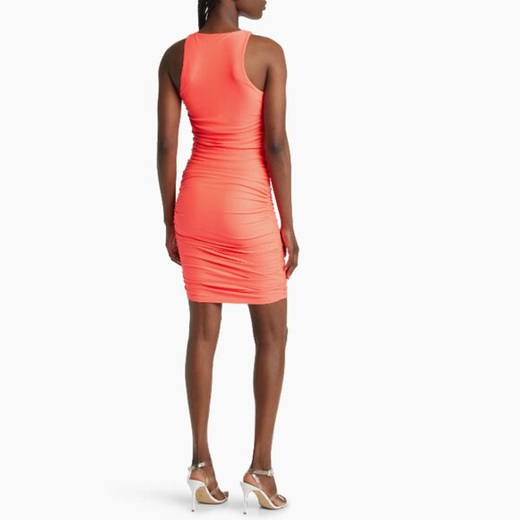 Good American Satin Body-Con Minidress Fiery Neon Coral (orange red) SZ 2X NWT - Picture 9 of 13